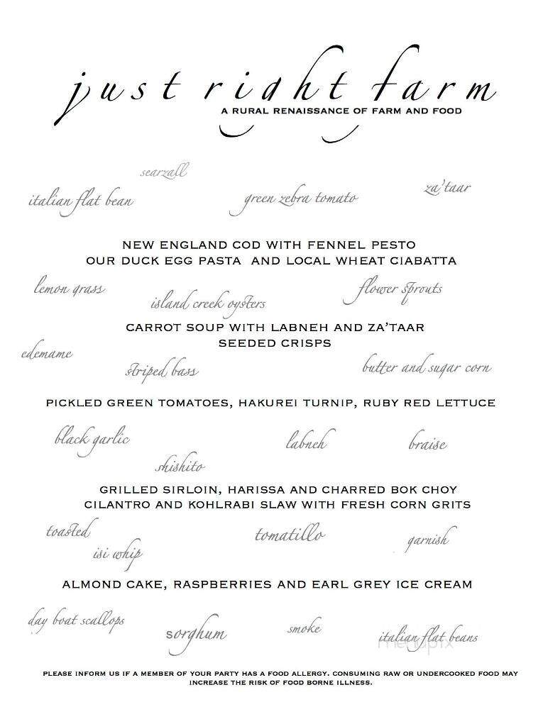 Just Right Farm - Plympton, MA menu_pic