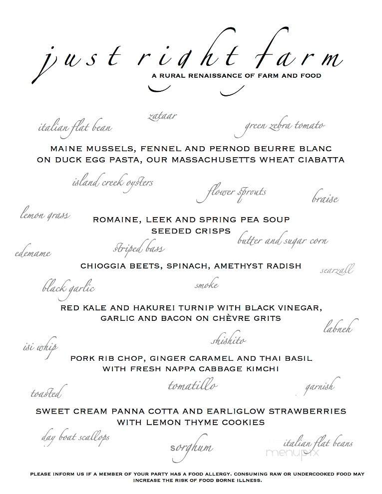 Just Right Farm - Plympton, MA menu_pic