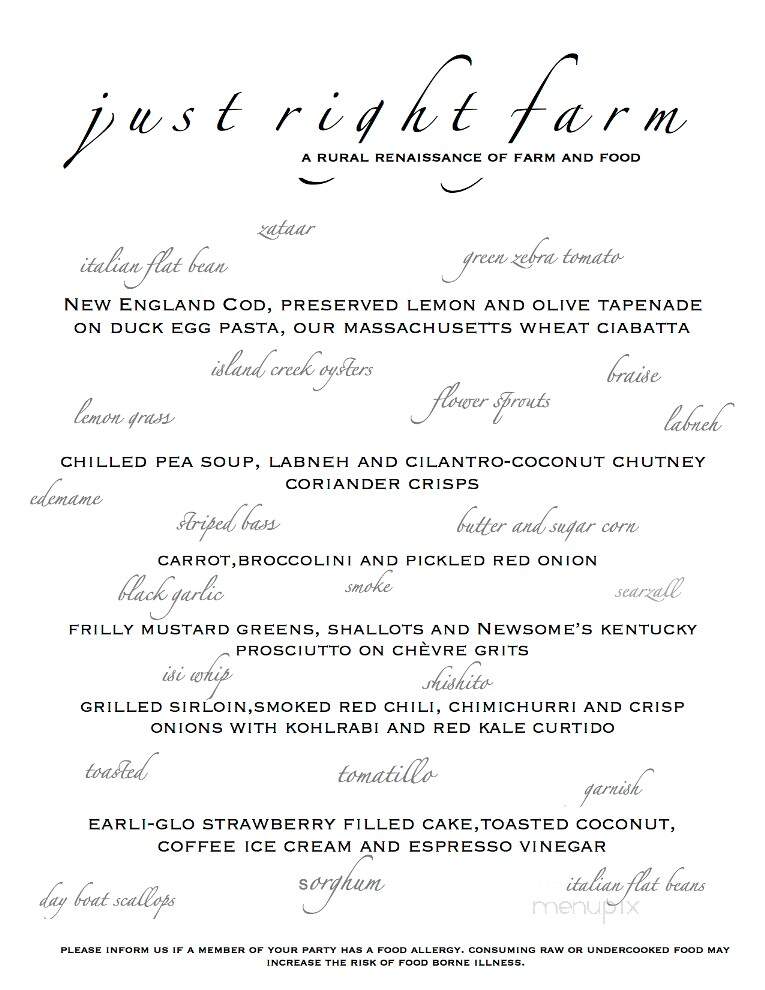 Just Right Farm - Plympton, MA menu_pic