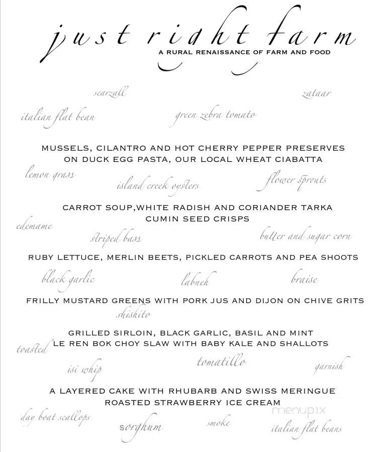 Just Right Farm - Plympton, MA menu_pic