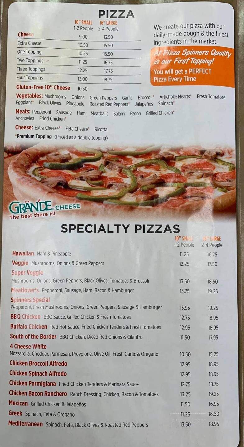 Pizza Spinners - Lee, NH menu_pic