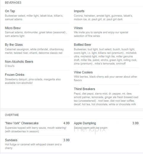 B B Rooners - Salem, OH menu_pic