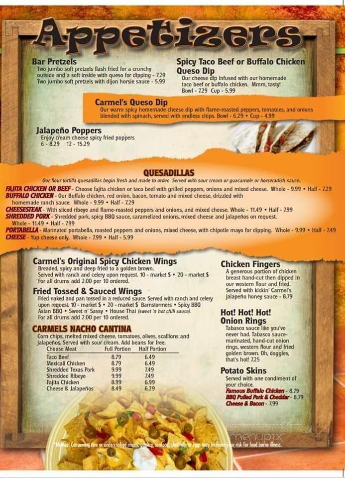 Carmel's - Dayton, OH menu_pic