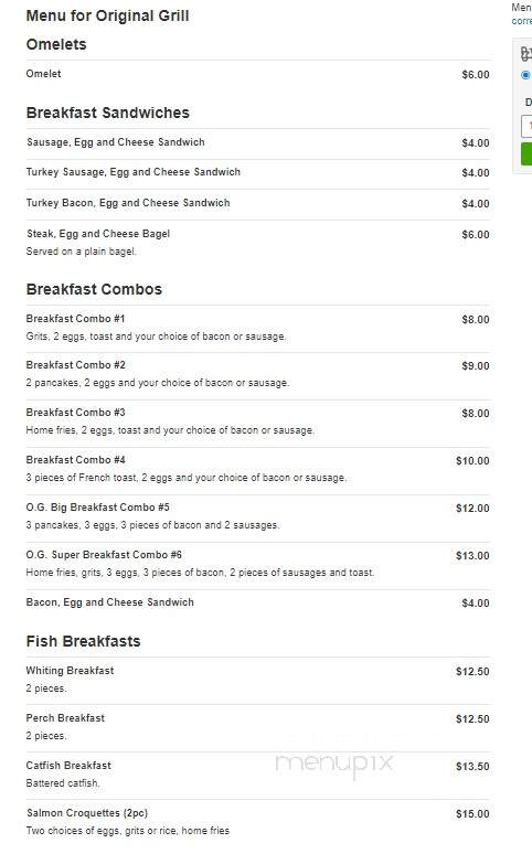 Original Grill - Cleveland, OH menu_pic