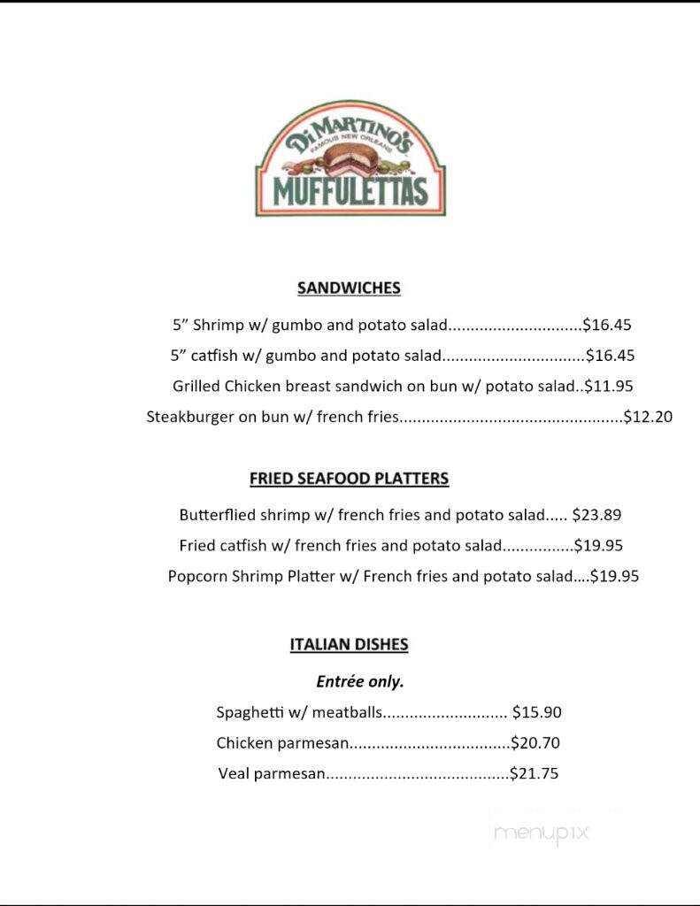DiMartino's Famous New Orleans Muffulettas - Covington, LA menu_pic