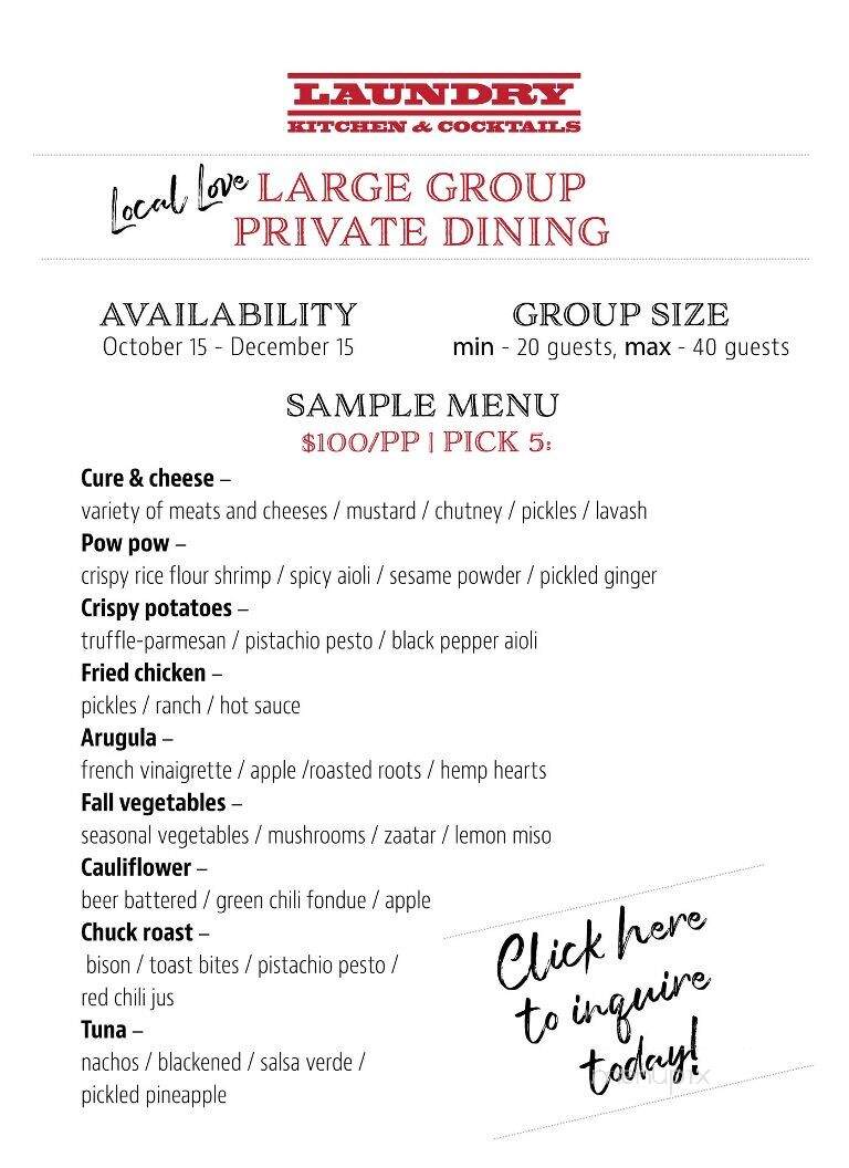 The Laundry - Steamboat Springs, CO menu_pic
