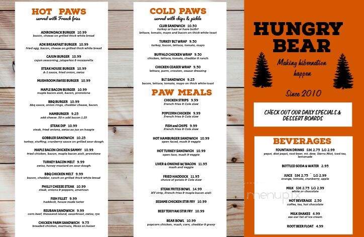 Hungry Bear - Plattsburgh, NY menu_pic