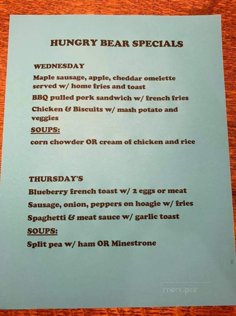 Hungry Bear - Plattsburgh, NY menu_pic