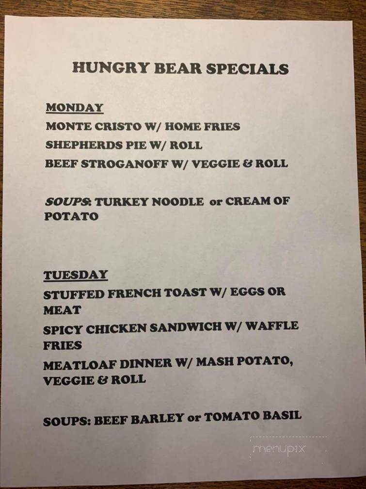 Hungry Bear - Plattsburgh, NY menu_pic