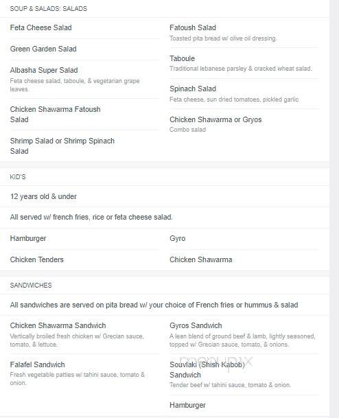 Albasha Greek and Lebanese Restaurant - Hammond - Hammond, LA menu_pic