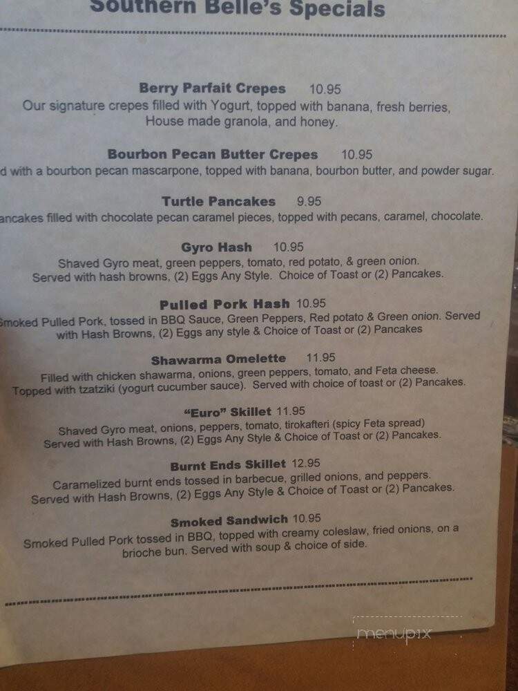 Southern Belle's - Yorkville, IL menu_pic