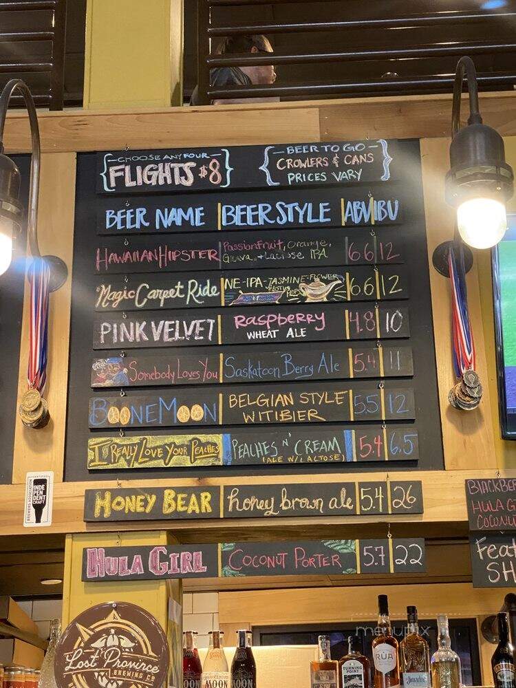 Lost Province Brewing Co - Boone, NC menu_pic