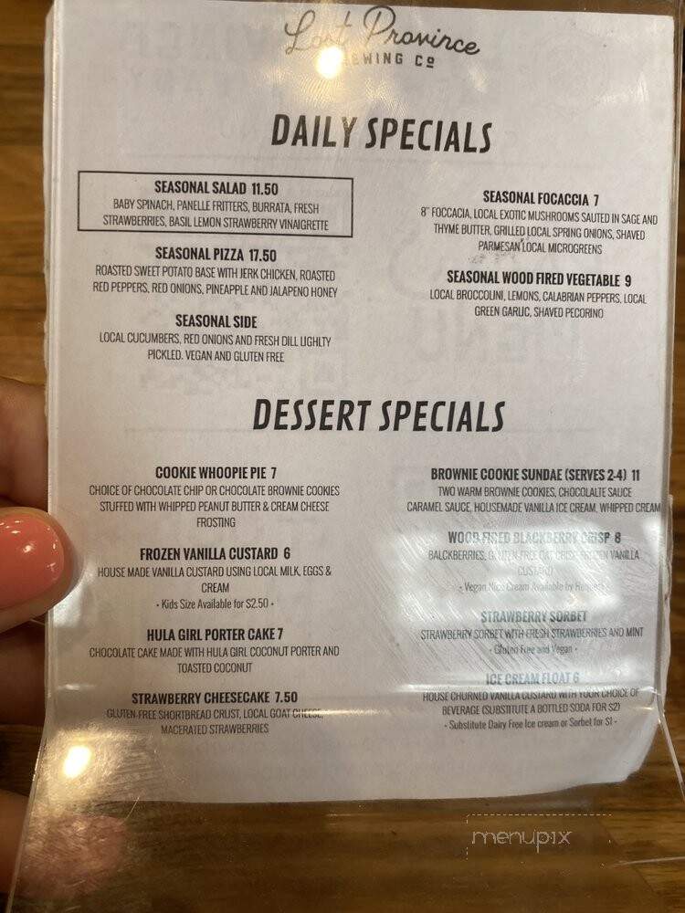 Lost Province Brewing Co - Boone, NC menu_pic