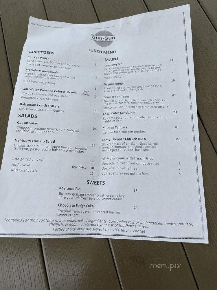 Sun Sun - Key West, FL menu_pic