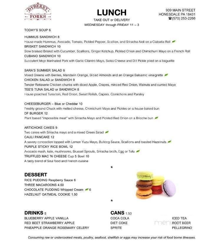 Dyberry Forks - Honesdale, PA menu_pic