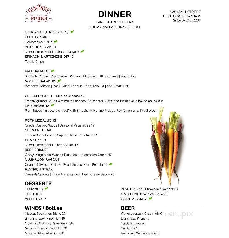 Dyberry Forks - Honesdale, PA menu_pic