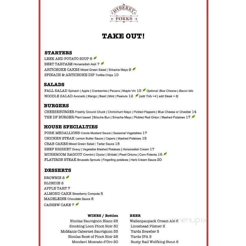 Dyberry Forks - Honesdale, PA menu_pic