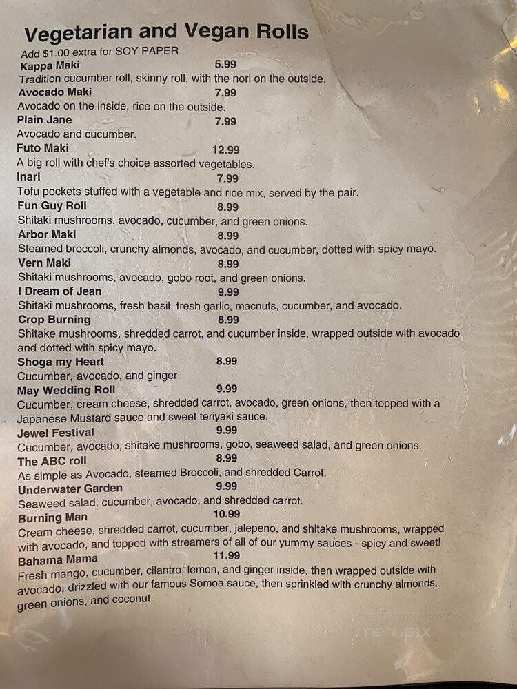 Tahoe City Sushi - Tahoe City, CA menu_pic