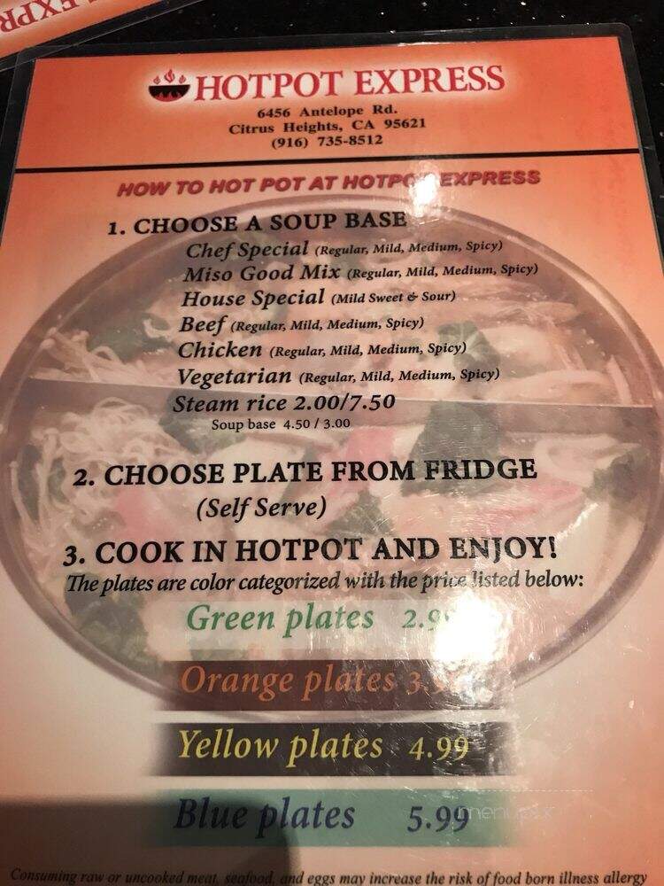 Hotpot Express - Citrus Heights, CA menu_pic