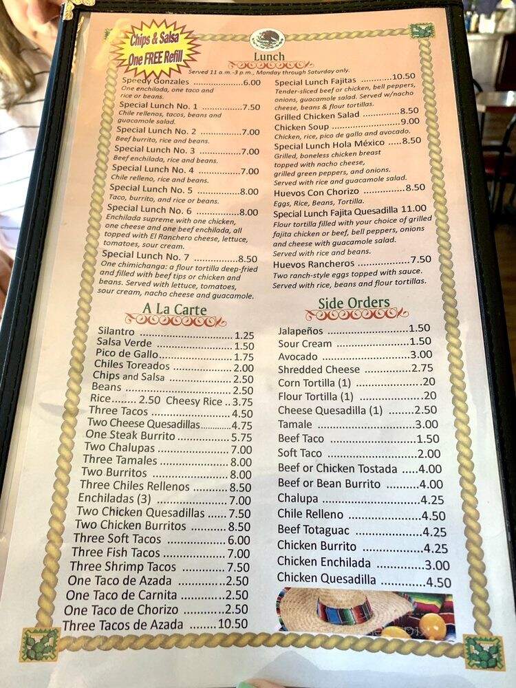 Hola Mexico - Columbia, SC menu_pic