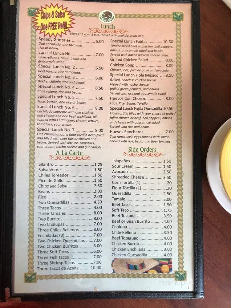 Hola Mexico - Columbia, SC menu_pic