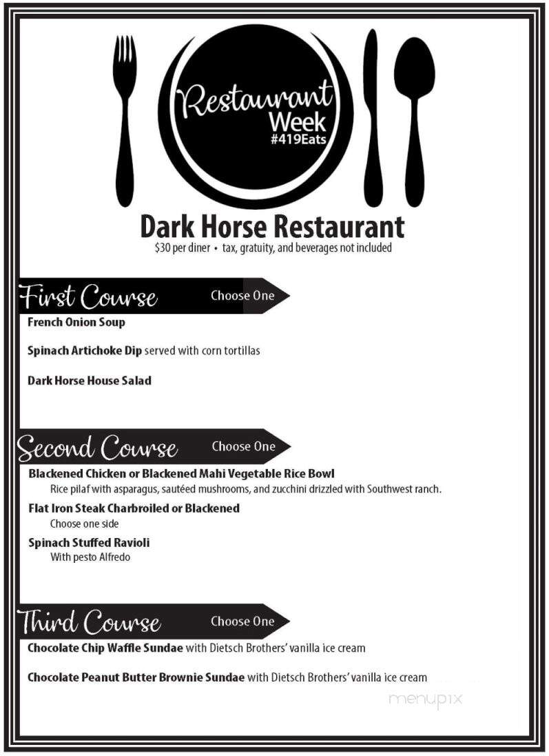 Dark Horse Restaurant - Findlay, OH menu_pic
