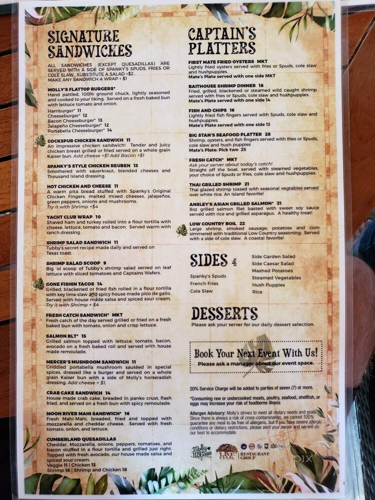 Molly Maguires - Savannah, GA menu_pic