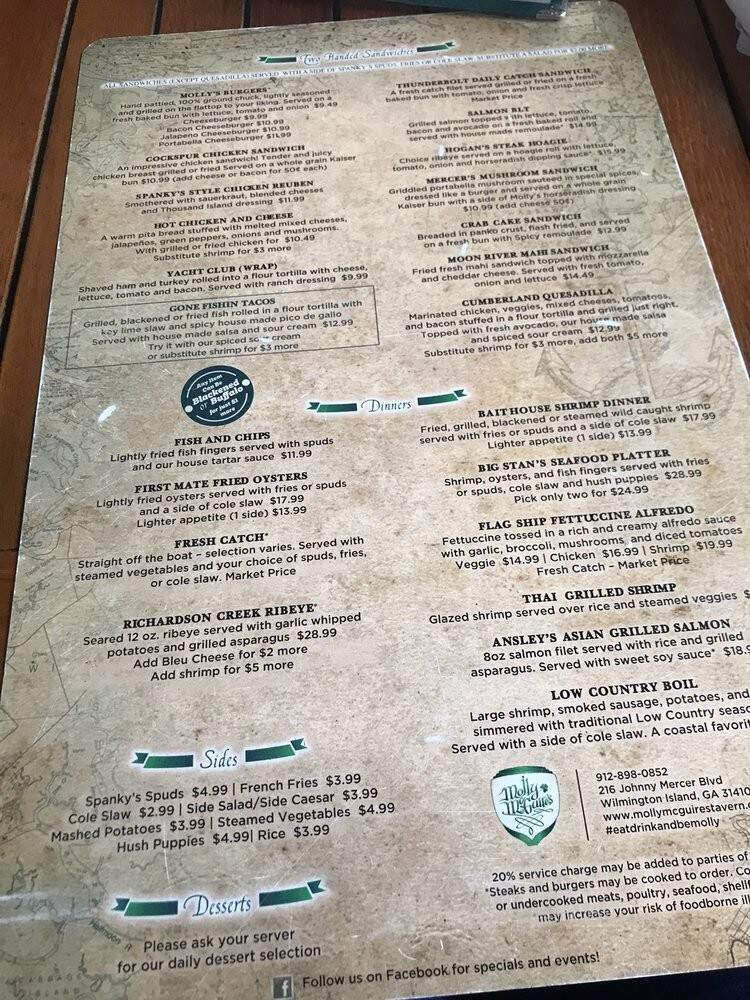 Molly Maguires - Savannah, GA menu_pic