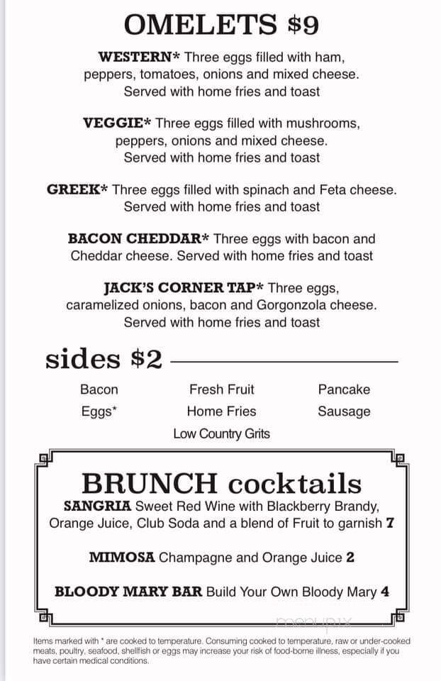 Jack's Corner Tap - Cornelius, NC menu_pic