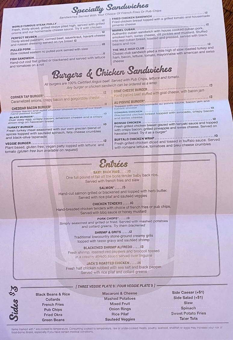 Jack's Corner Tap - Cornelius, NC menu_pic