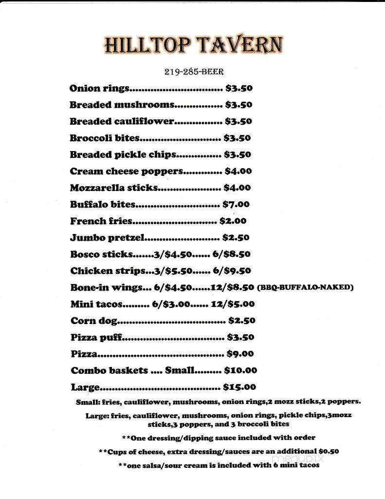 Hilltop Tavern - Morocco, IN menu_pic