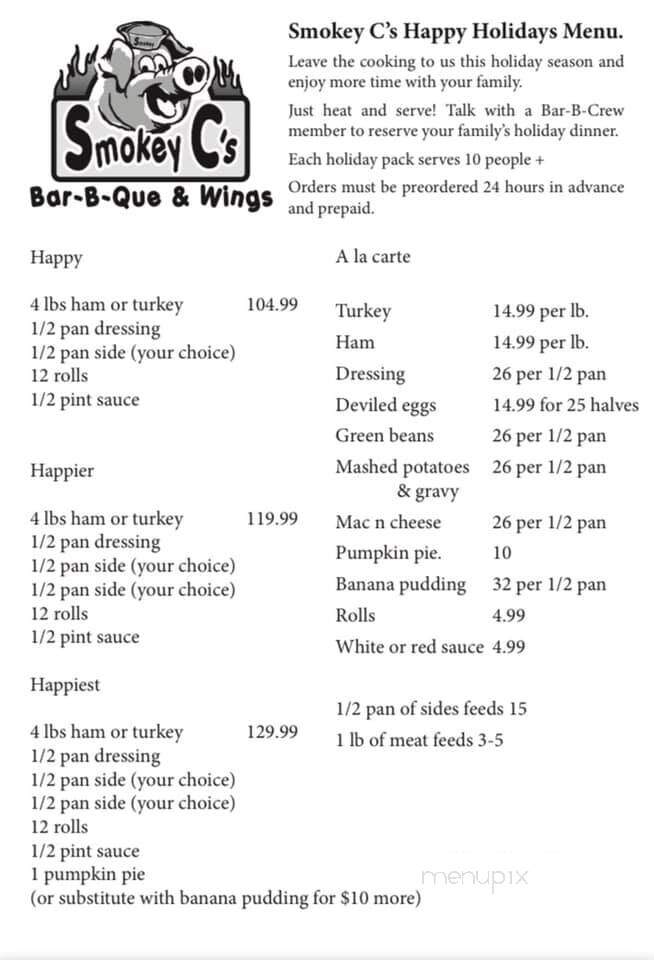 Smokey C's BBQ & Wings - Decatur, AL menu_pic