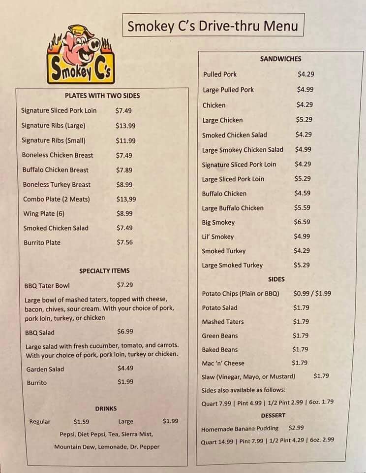 Smokey C's BBQ & Wings - Decatur, AL menu_pic