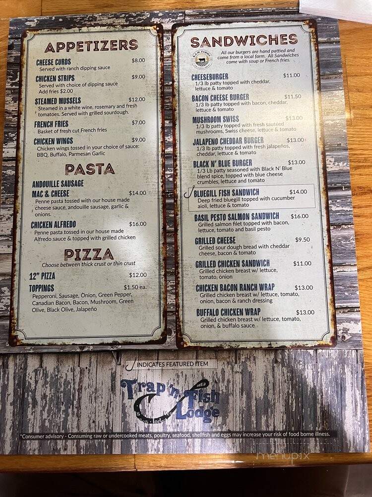Trap N Fish Motel - Winter, WI menu_pic