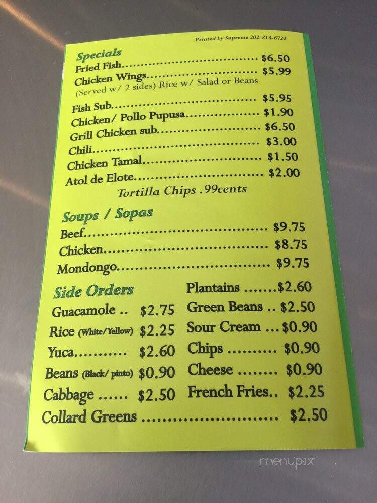 Silvestre Chicken - Suitland, MD menu_pic