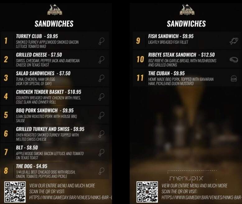 Hink's Bar & Grill - Sycamore, IL menu_pic
