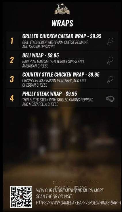 Hink's Bar & Grill - Sycamore, IL menu_pic