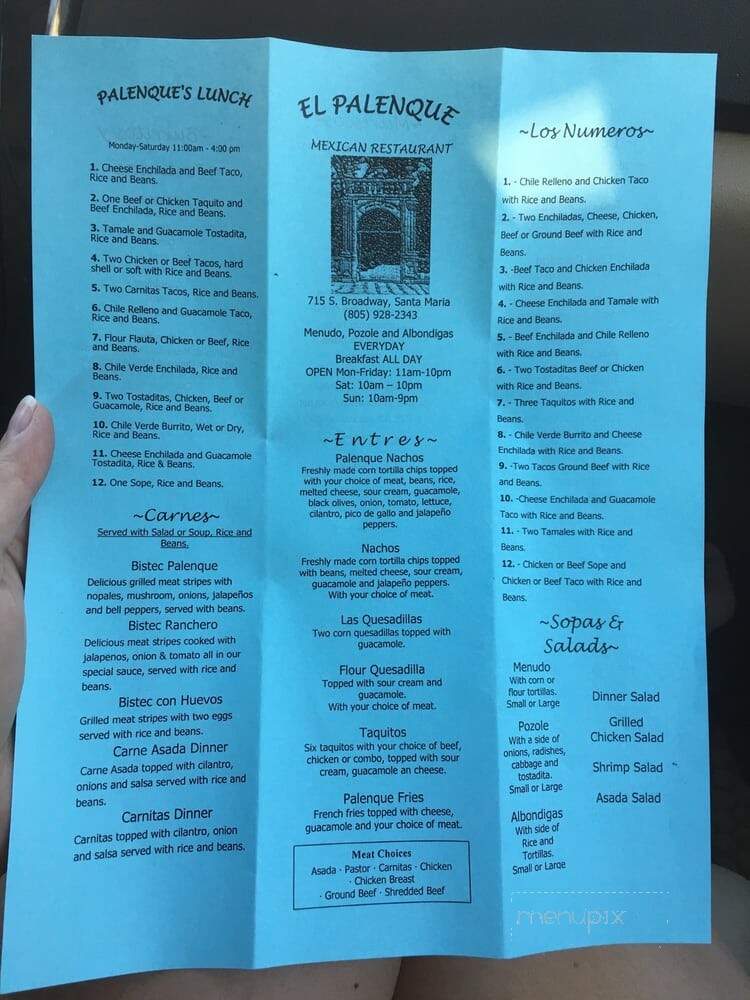 El Palenque Mexican Restaurant - Santa Maria, CA menu_pic