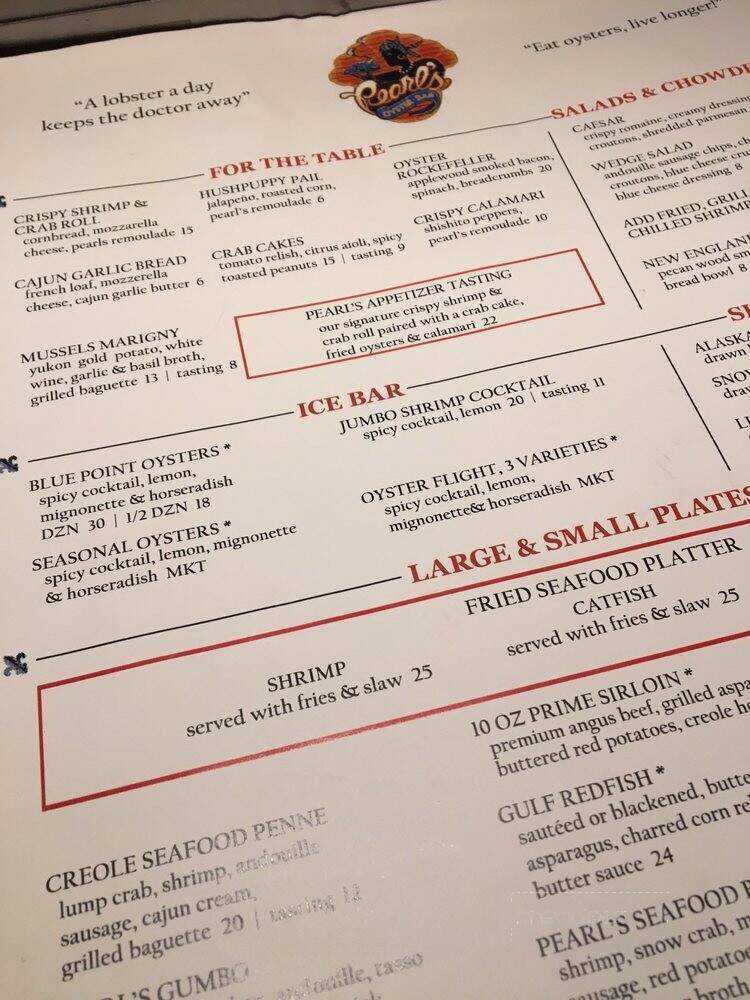Pearl's Oyster Bar at Ameristar Casino - Saint Charles, MO menu_pic