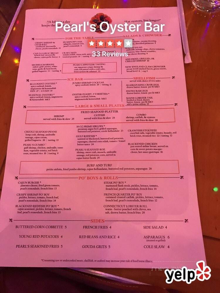Pearl's Oyster Bar at Ameristar Casino - Saint Charles, MO menu_pic