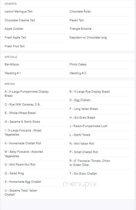 Strauss Bakery - Brooklyn, NY menu_pic