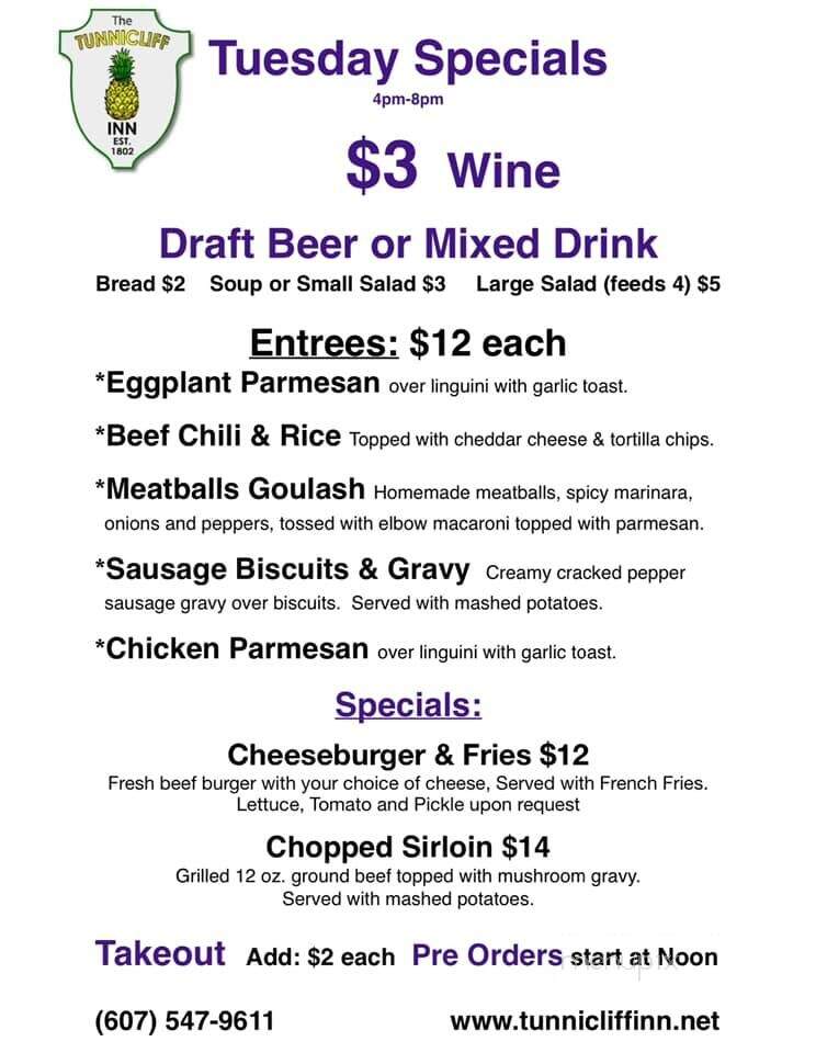 The Pit at the Tunnicliff Inn - Cooperstown, NY menu_pic