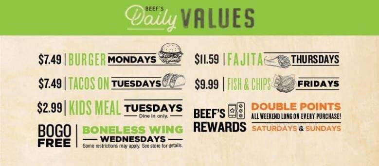 Beef O'Brady's - Hoover, AL menu_pic