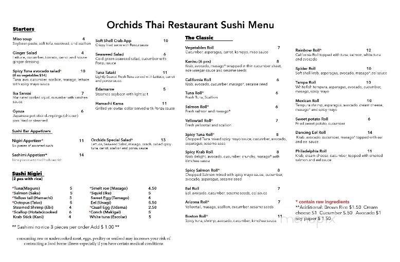 Orchids Thai Restaurant - Port Richey, FL menu_pic