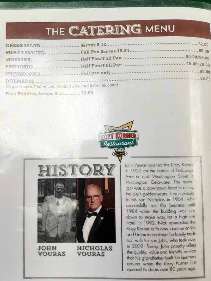 Kozy Korner Restaurant - Wilmington, DE menu_pic