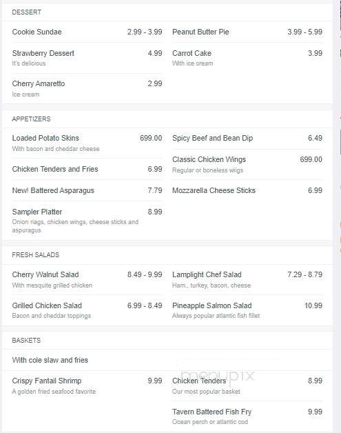 Lamplight Grill - Ionia, MI menu_pic