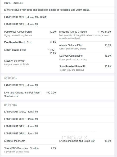 Lamplight Grill - Ionia, MI menu_pic