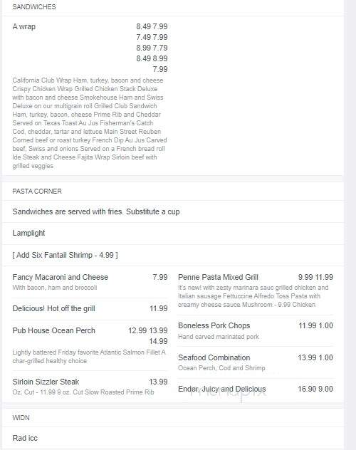 Lamplight Grill - Ionia, MI menu_pic