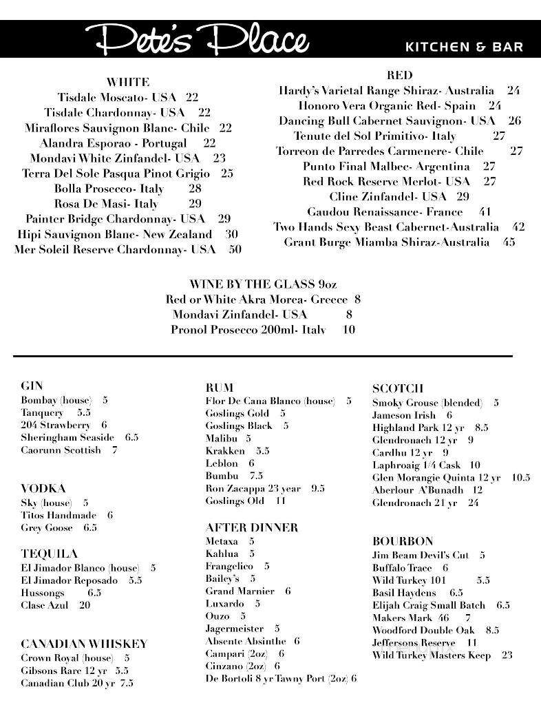 Pete's Place-Family Restaurant - Winnipeg, MB menu_pic