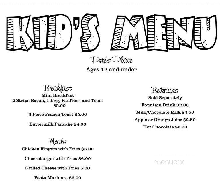 Pete's Place-Family Restaurant - Winnipeg, MB menu_pic